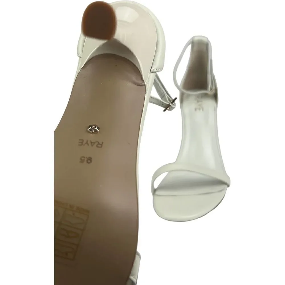 New Raye Women 9.5 US Lizz Heel White Leather Sandals Open-toe Shoes  $190